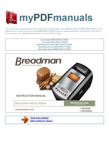 Breadman bread machine recipe book